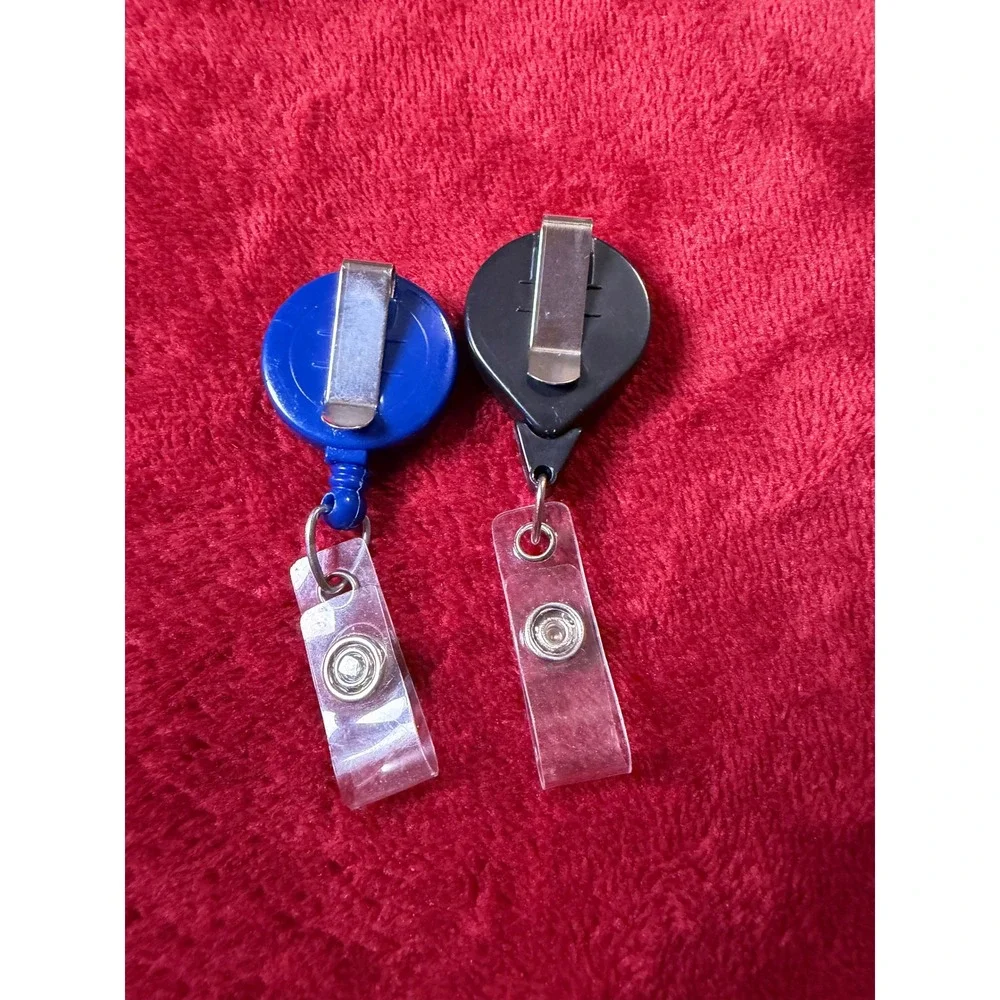 Skilcraft Black & Kaiser Permanente Blue Retractable ID Badge Reel Lot of 2
